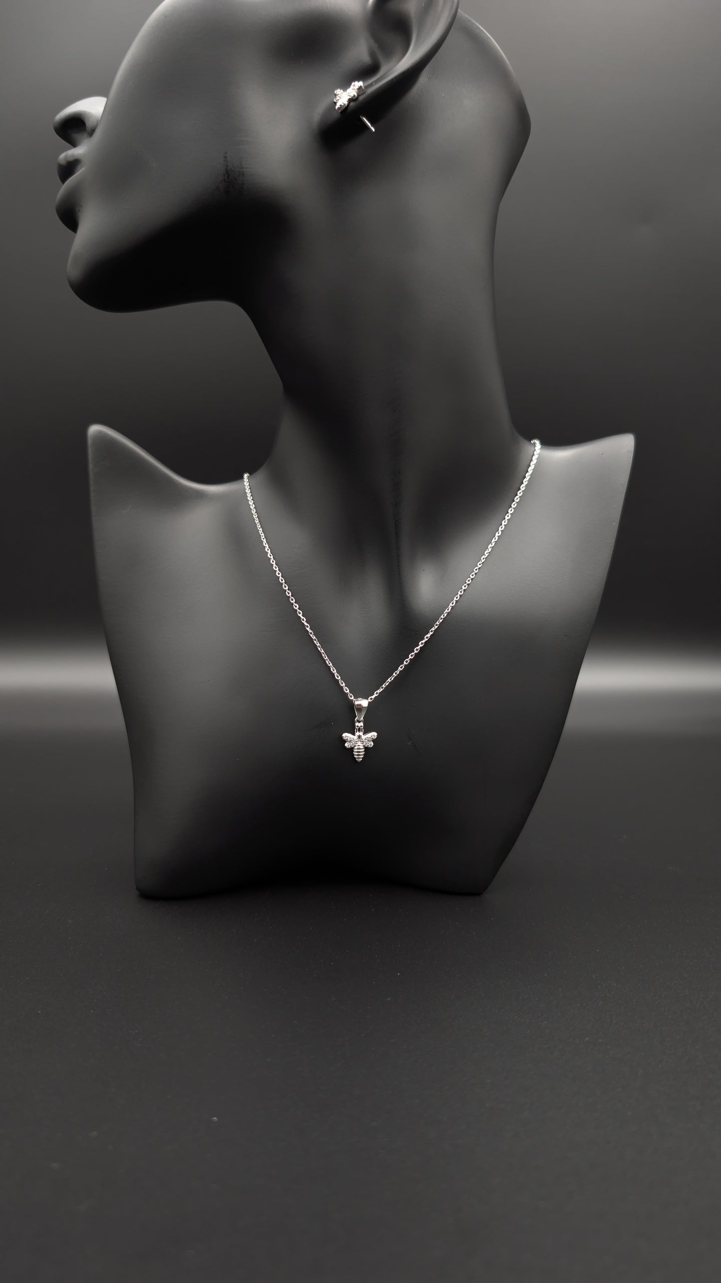 Bee Necklace and Stud Earrings
